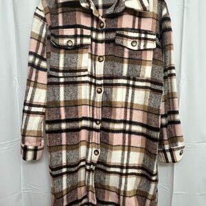 Plaid Button-Up Women's Coat